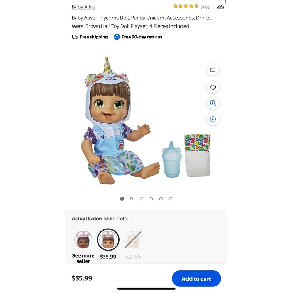Baby Alive Tinycorns Doll, Panda Unicorn